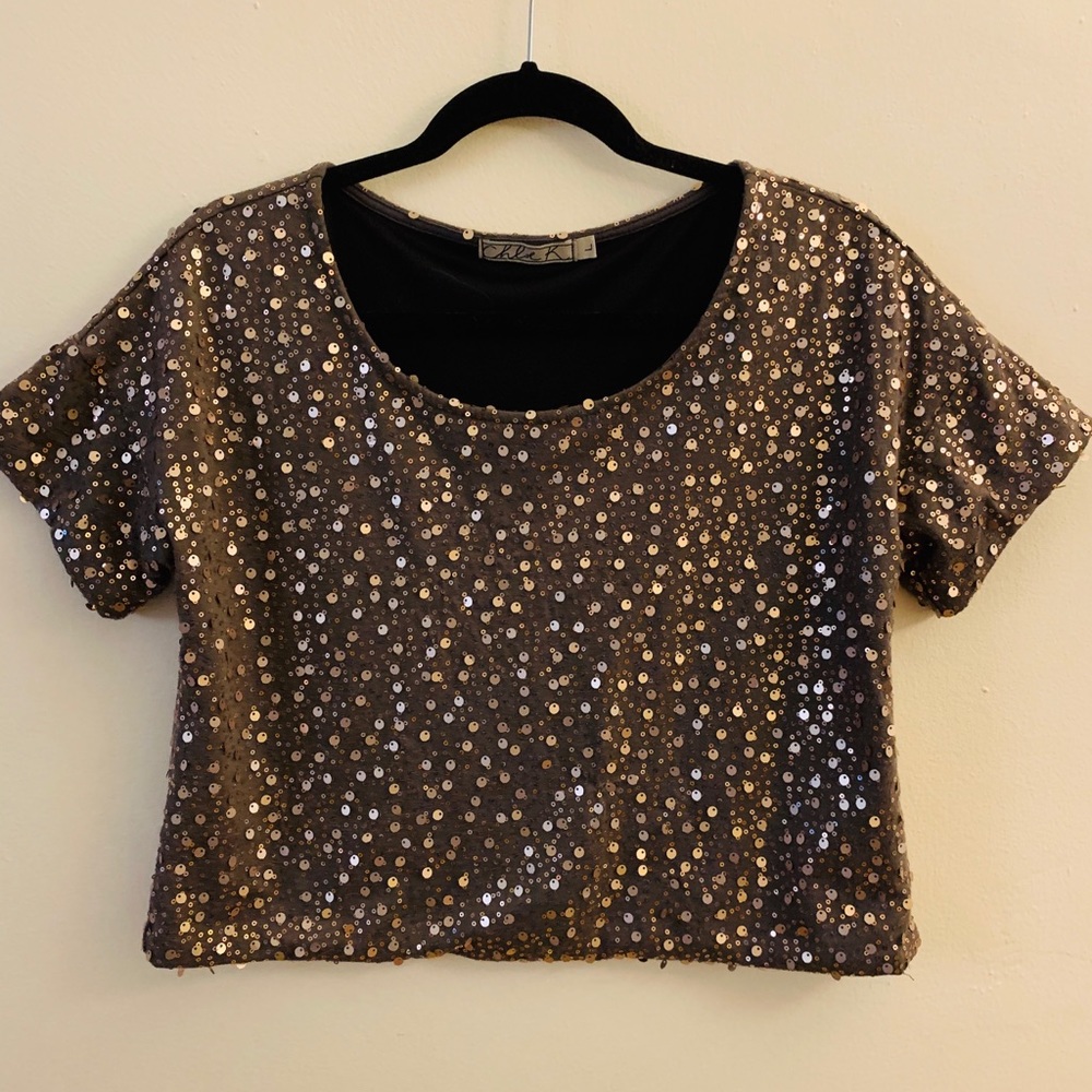 Vintage sequin lined crop top!